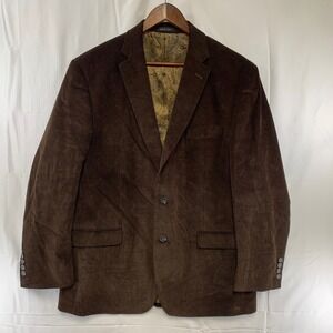 Chaps Corduroy Blazer Mens 44R Brown Paisley Lined 2-Button Sport Coat